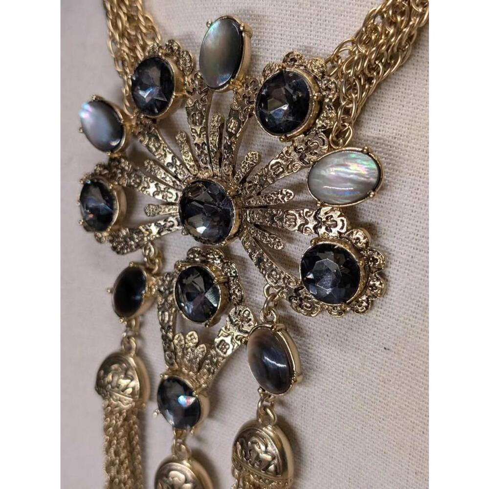 Vintage Belle Badgley Mischka Statement Necklace – Gold Tone